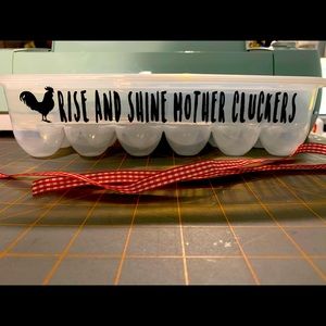 Plastic reusable egg carton with funny phrase